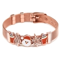 Details vom rotgoldenen Mesh-Armband mit Weihnachtsanhängern wie Weihnachtsmann - Weihnachtstag Roségoldfarben