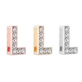 Detail of three-color stainless steel letter L sliders with inlaid rhinestones for bracelets - L / Gold