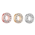 Detailed view of crystal-encrusted round spacer beads in gold, rose gold and silver finish - Letter O / Gold