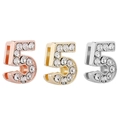 Vista detallada de dijes número 5 con diamantes de imitación para pulseras en tres colores - 5 / Dorado