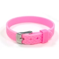 Pink 10mm adjustable silicone wristband with textured pattern and silver metal buckle - Pink