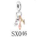 Detailed trio of silver glasses, golden broomstick and lightning bolt charm pendant - Magic Three-Piece Set Style (SX046)