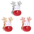 Three Christmas reindeer charms in gold, silver and rose gold with red noses - Gold / Christmas Reindeer (A3)
