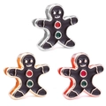 Detailed trio of gingerbread man charms in silver, gold, and rose gold with black enamel - Gold / Gingerbread Man (A7)