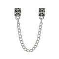 Silver metal safety chain with floral hollow carvings for DIY charm bracelets - Safety Chain