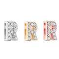 Charms de letra R con circonitas en acabados de oro, plata y oro rosa para pulseras - Letra R / Dorado