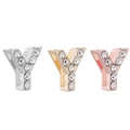 Cuentas Letra Y en plata, oro y oro rosa con microcristales para pulseras DIY - Letra Y / Dorado