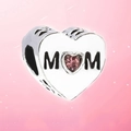 MOM Herz-Charm aus Silber mit rosa Edelstein für DIY-Armbänder und Halsketten - Normale Spezifikation / MOM Herz Rosa Zirkon Stil (Stil 10)