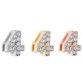 Colgante número 4 en plata, oro y oro rosa con brillantes para joyería personalizada - 4 / Dorado
