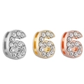 Abalorios número 6 para joyas DIY en plata, oro y oro rosa con piedras de circón - 6 / Dorado