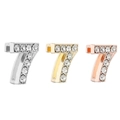 Set de tres colgantes número 7 brillantes en plata, oro y oro rosa para pulseras de bricolaje - 7 / Dorado