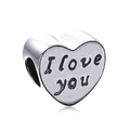 Silberne Herzperle mit I love you Gravur für DIY-Armbänder und Halsketten - Normale Spezifikation / I Love You Poliertes Herz Stil (Stil 13)