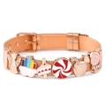 Roségoldenes Edelstahl-Mesh-Armband mit bunten Emaille-Anhängern und Gürtelschnalle - 10mmx23.5cm / Roségold Süßer Engel Stil