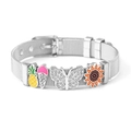 Women's stainless steel mesh bracelet with pineapple ice cream butterfly and sunflower charms - Pineapple Ice Cream Sunflower Butterfly / Steel