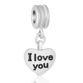 Antiksilber Herz-Anhänger mit I Love You Gravur für DIY Armbänder und Ketten - Normale Spezifikation / I Love You Herz Anhänger Stil (Stil 14)