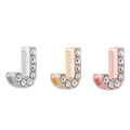 Abalorios letra J en oro, plata y oro rosa con cristales brillantes para pulseras DIY - Letra J / Dorado