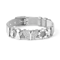 Silver stainless steel mesh bracelet with my angel pendant and sparkling charms - Silver My Angel