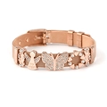Rose gold mesh watchband bracelet with my angel, butterfly and heart charms - Rose Gold My Angel