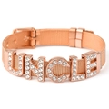 Rose gold stainless steel mesh band bracelet with sparkling crystal UNCLE letter charms - Uncle / Rose Gold