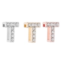 Abalorio deslizante letra T en plata, oro y oro rosa con diamantes para pulseras DIY - Letra T / Dorado