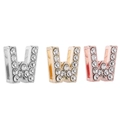 Amuletos letra W para pulseras DIY en plata, oro y oro rosa con cristales de pavé - Letra W / Dorado