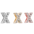 Dijes letra X con circonitas en plata, oro y oro rosa para pulseras personalizadas - Letra X / Dorado