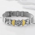 Silbernes Edelstahl-Netzarmband mit sommerlichen Zitronen- und Herz-Anhängern - 10mmx23.5cm / Silber Sommerfrucht Stil