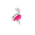 Pink enamel flamingo slide charm in silver-tone metal for DIY silicone bracelets - Silver Flamingo