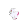 Llama alpaca charm bead with white enamel and rainbow mane for 10mm slide bracelets - Silver-Unicorn