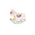 Golden rocking horse charm for 10mm silicone bracelet with white enamel and colorful details - Gold Rocking Horse