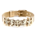 Gold snake bone chain bracelet with starfish and seahorse charms for women - Ocean World Design / Gold