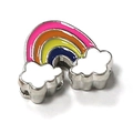 Rainbow and white clouds charm bead in colorful enamel for 10mm mesh bracelet - Rainbow Cloud (A2 Silver)