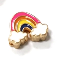 Rainbow and white clouds charm pendant for 10mm mesh bracelet in gold finish - Rainbow Cloud (A3 Gold)