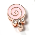 Rose gold lollipop charm with pink enamel and rhinestones for 10mm mesh bracelet - Lollipop (A4 Rose Gold)