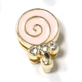 Pink lollipop charm pendant with rhinestones for 10mm stainless steel mesh bracelet - Lollipop (A6 Gold)