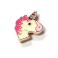 Golden unicorn charm with colorful enamel details for 10mm stainless steel mesh bracelet - Unicorn (A7 Rose Gold)