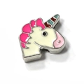Unicorn charm bead with pink and white enamel for 10mm mesh bracelet in silver finish - Unicorn (A8 Silver)
