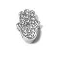 Silver Hamsa hand charm for mesh bracelet featuring intricate rhinestone settings - Hamsa Hand (A11 Silver)