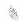 Silver leaf charm with white rhinestones for 10mm stainless steel mesh bracelet - Leaf (A23 Silver)