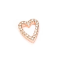 Ciondolo a cuore cavo in oro rosa per bracciali in acciaio con cristalli lucidi - Cuore / Argento