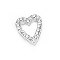 Silver heart slider charm for 10mm mesh bracelet featuring pavé-set rhinestones - Heart (A26 Silver)