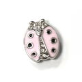 Pink enamel ladybug charm with sparkling crystals for 10mm stainless steel mesh bracelet - Ladybug (A53 Silver Pink)