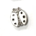 Ladybug charm with white enamel wings and sparkling zircon for 10mm mesh bracelet - Ladybug (A55 Silver White)