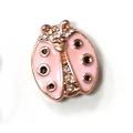 Pink enamel ladybug charm with rose gold base and crystals for 10mm mesh bracelets - Ladybug (A56 Rose Gold Pink)