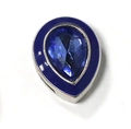 Blue teardrop charm with faceted stone and enamel for 10mm mesh bracelet - Waterdrop (A57 Silver)