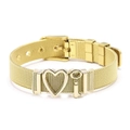 Goldenes Edelstahl-Mesh-Armband mit Herz- und Schlüsselanhänger und Schnallenverschluss - Gold (Schlüssel Herz Stil)