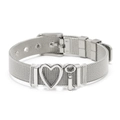 Silbernes Edelstahl-Mesh-Armband mit Herz- und Schlüsselanhänger und Uhrenarmbandverschluss - Silber (Schlüssel Herz Stil)