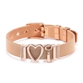 Roségoldenes Mesh-Armband mit Herz- und Schlüsselanhängern und verstellbarer Schnalle - Roségold (Schlüssel- & Herzform)