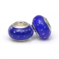 Deep blue translucent bubble glass beads with 925 sterling silver core for DIY bracelets - Blue