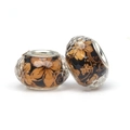 DIY bracelet charms with orange faceted glass and vintage black floral patterns - Orange